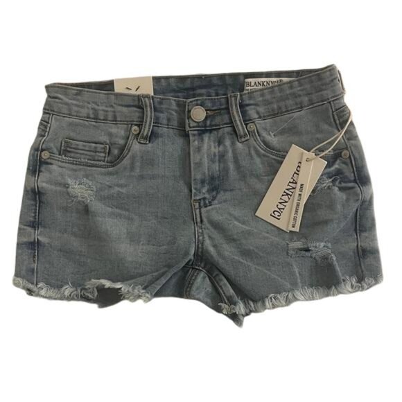 Blank NYC The Astor “Do You Mind” Women's Light Blue Distressed Jean Shorts 24 - Picture 1 of 5